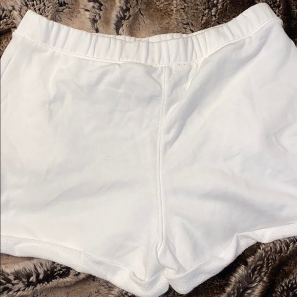 White Cuffed French Terry Shorts - Picture 2 of 2